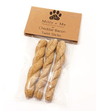 Load image into Gallery viewer, Cheddar Bacon Twist Sticks Natural Dog Treats

