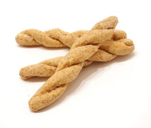 Load image into Gallery viewer, Cheddar Bacon Twist Sticks Natural Dog Treats