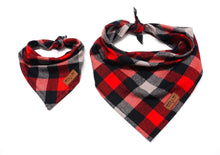 Load image into Gallery viewer, Red Grey Flannel Plaid - Pet Bandana
