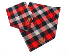 Load image into Gallery viewer, Red Grey Flannel Plaid - Pet Bandana
