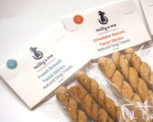 Load image into Gallery viewer, Cheddar Bacon Twist Sticks Natural Dog Treats
